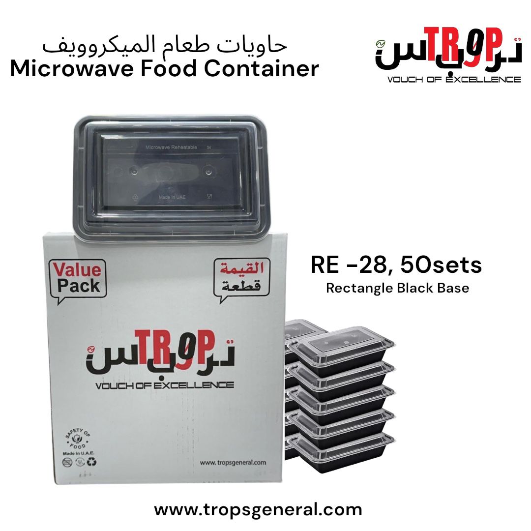 Rectangle Black Base Microwave Container RE - 28 50 Sets